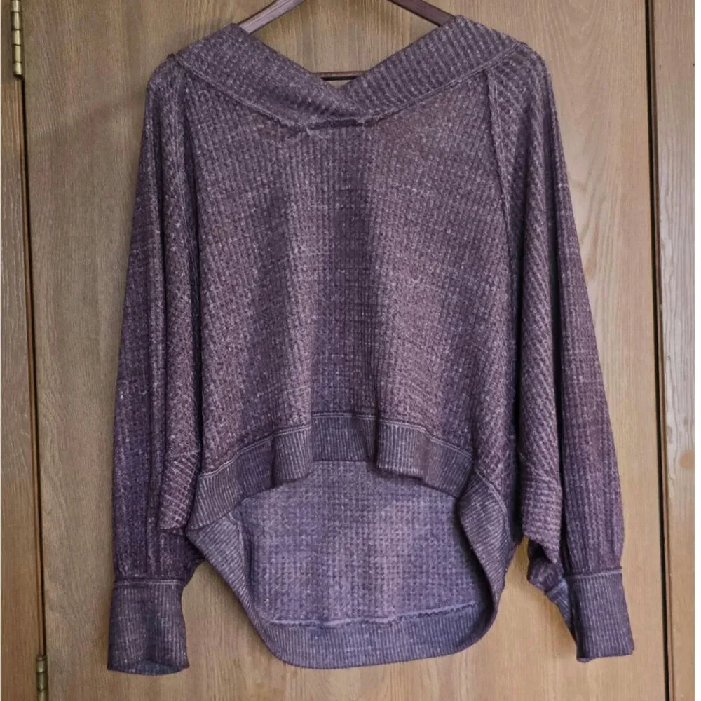 We The Free Free People West End Waffle Knit Thermal Pullover Sweater